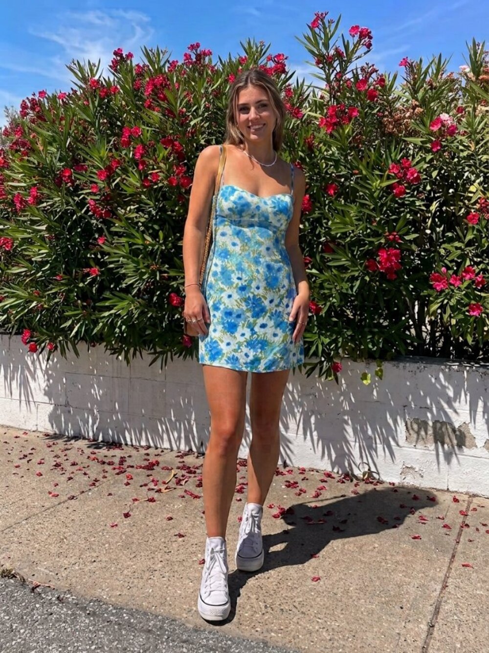Unbranded Floral Water Color Cut Out Mini Dress XS/S Blue Green Corset Style